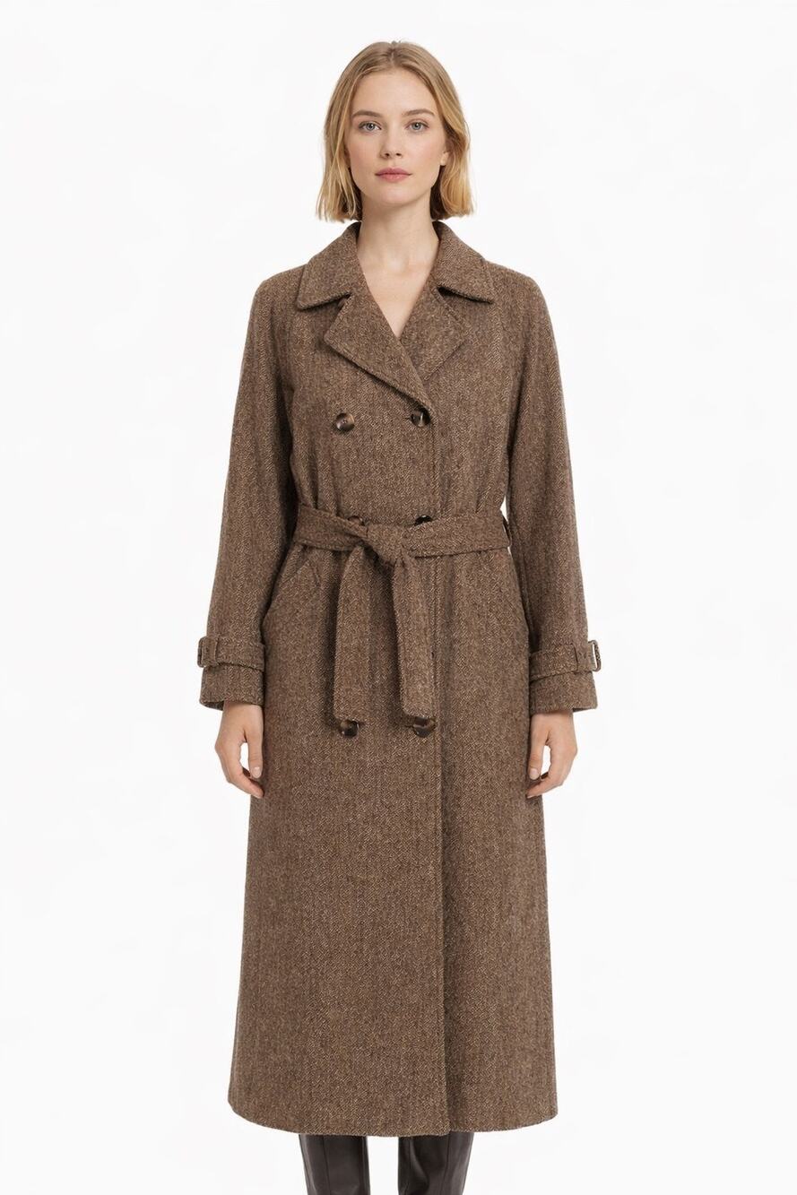 Vintage 1970s Calvin Klein New York Wool Trench Coat Raglan 8